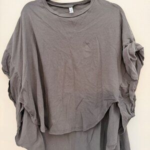 Grey Side Slit Dolman Sleeve Top